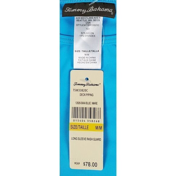 New Tommy Bahama Rashguard Boy's Size Medium Swim Long Sleeve Blue Aqua Pool - Picture 7 of 8